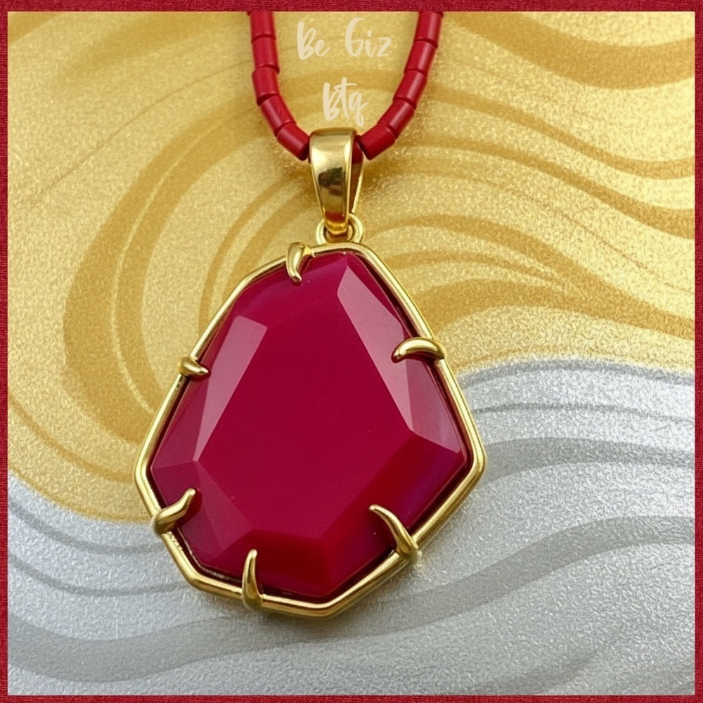 Authentic Kendra Scott Beatrix Necklace and Dunn Red Coral Earrings Set - Picture 7 of 11